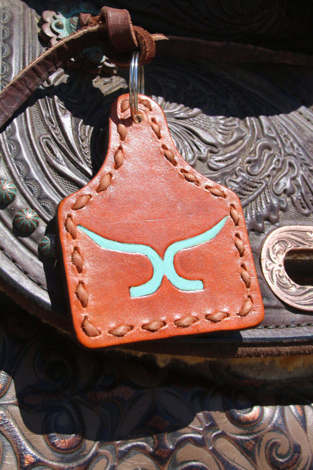 BLUE Cow Tag Keychains